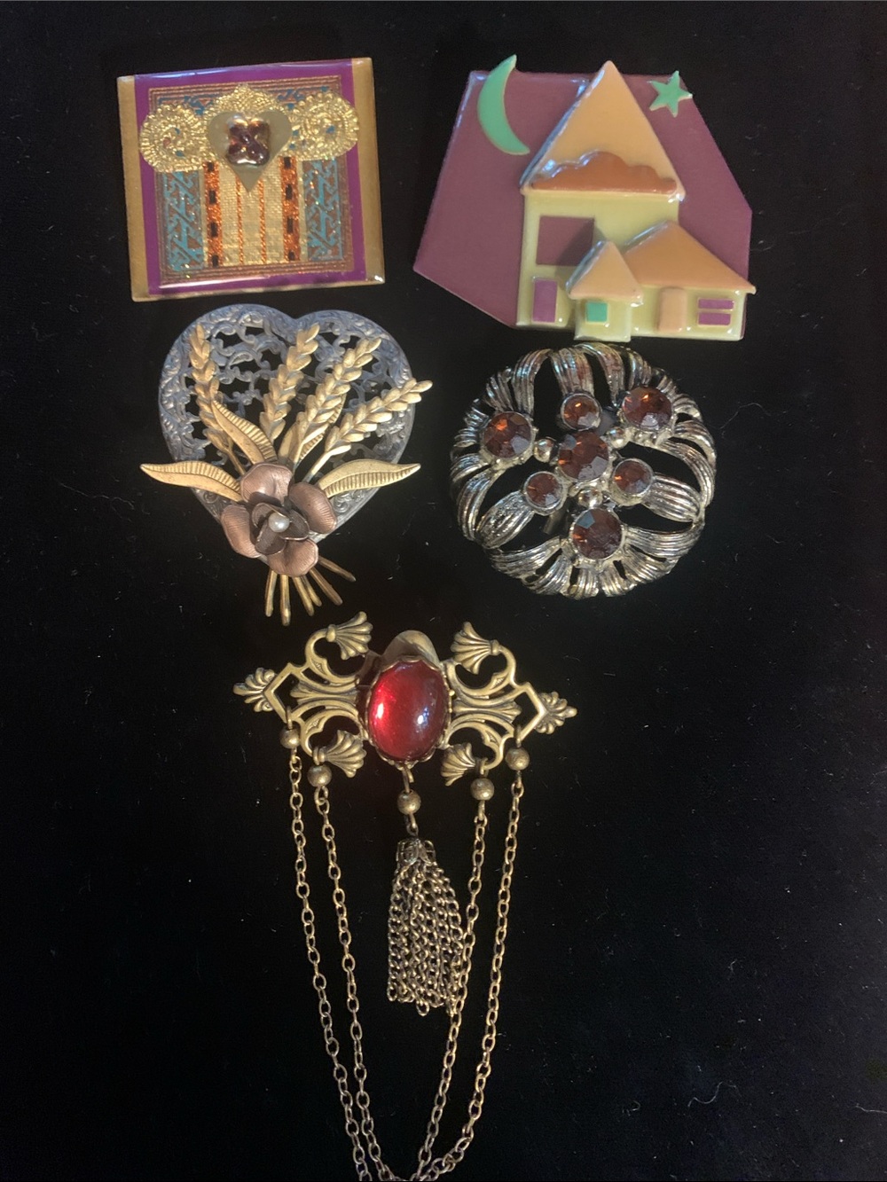 Vintage Red Cabochon brooch, a collection of handmade and vintage